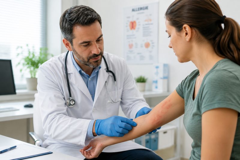 Valutazione medica di gonfiore e reazione cutanea importante dopo una puntura o un morso.